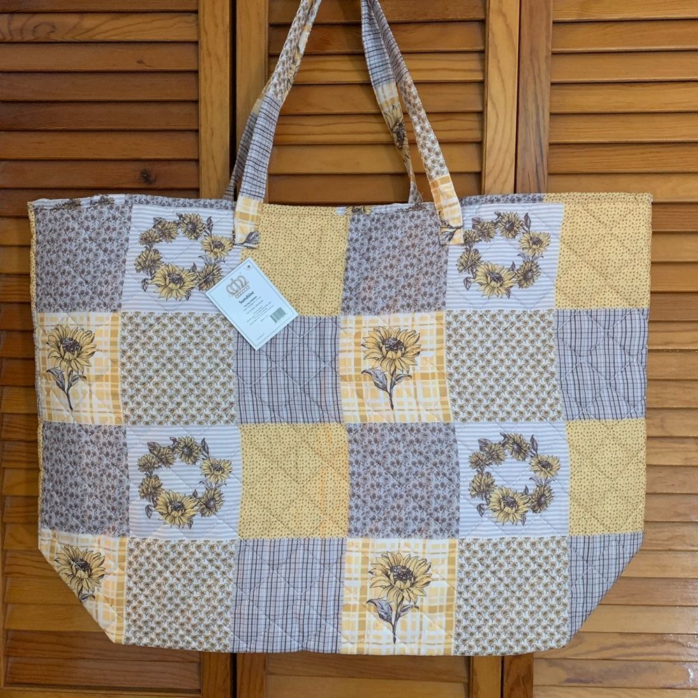 Sunflower Patch Oversized Quilted Tote Bag Shopping